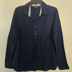 George Womens Blue Casual Button Down Shirt